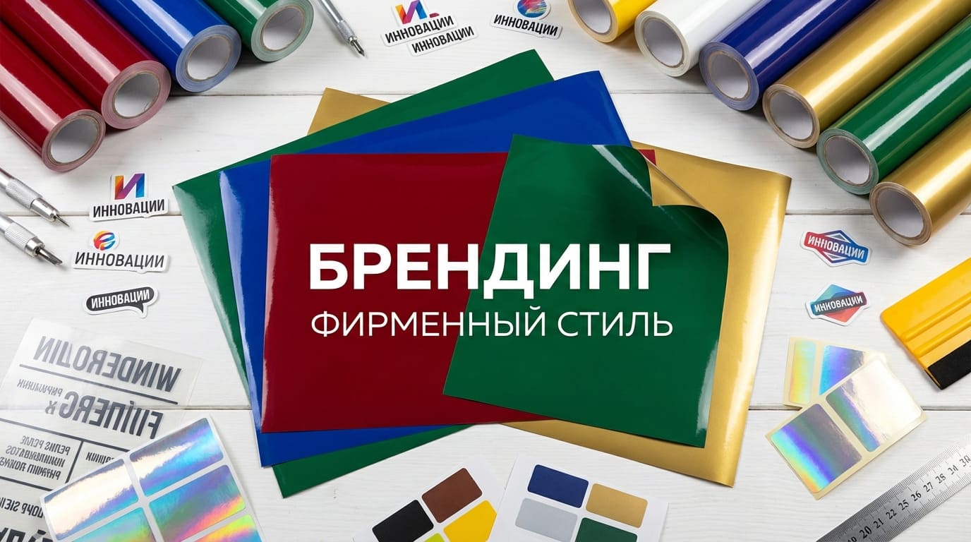 Яркая композиция с разнообразными самоклеящимися материалами