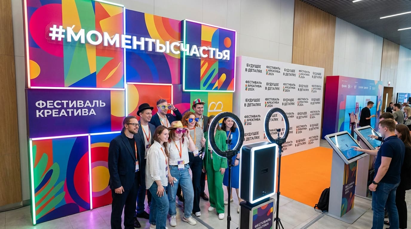 Креативная фотозона с ярким фоном